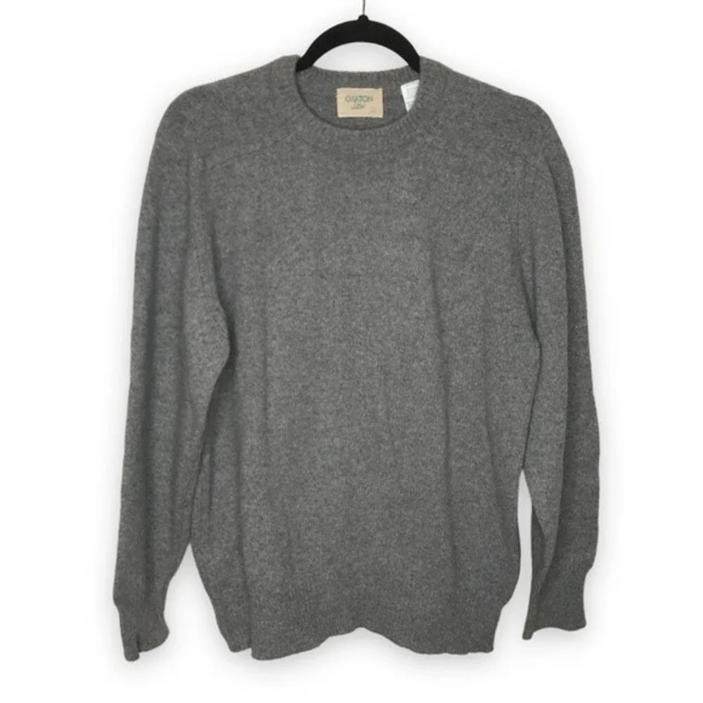Vintage Oakton Ltd Wool Blend Gray Marled Crew Neck Long Sleeve Sweater Large